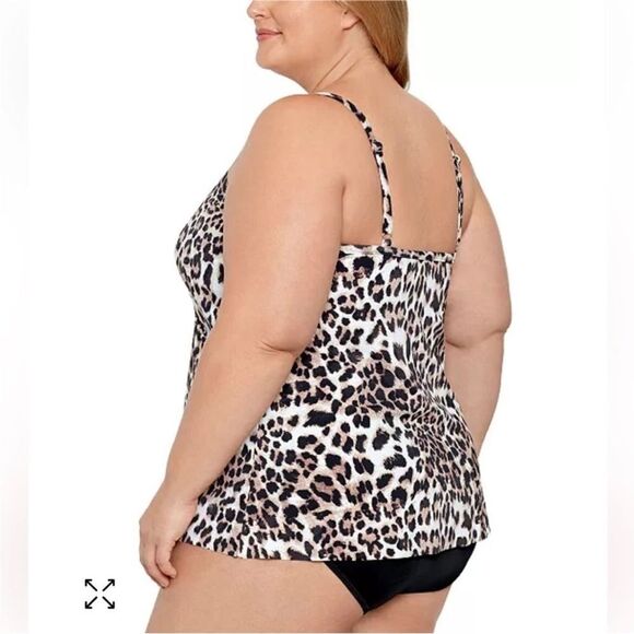 SWIM SOLUTIONS Plus Size Knotted Flyaway Fauxkini One-Piece Swimsuit Size 20W - Picture 3 of 12